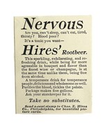 Hires Root Beer Soda Pop 1894 Advertisement Victorian Nervousness ADBN1mm - $27.34 CAD