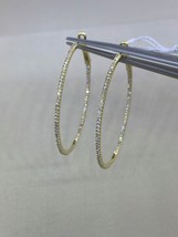 1.60Ct Round Cut Real Moissanite Hoop Earrings 14K Yellow Gold Plated Silver - £104.49 GBP