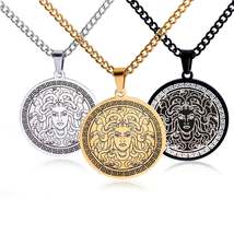 Greek Mythology Necklace | Round Stainless Steel Ancient Deity Pendant | Pagan W - £13.91 GBP