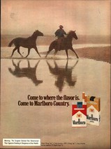 Marlboro Cigarettes Fording Horses 70s Vintage Color Print Ad Wall Art e1 - £19.24 GBP