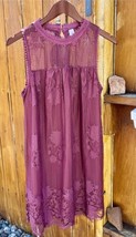 Xhiliration Size L Lined Mauve Lace Enbroidered Floral Dress EUC - £13.45 GBP