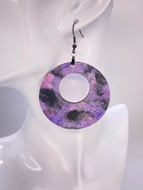 Hand Painted Iridescent Dangle Pendant Earrings Free Shipping - £15.84 GBP