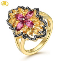 Natural Citrine Rhodolite Garnet Solid Silver Rings 2.5 Carats Genuine Gemstone  - £58.73 GBP