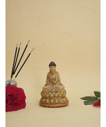 Radiant Serenity: Marble Golden Sitting Buddha on Lotus, Elegance Unveiled - £49.76 GBP