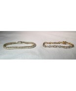 Sterling Silver CZ Aquamarine Gold Vermeil Tennis Bracelets - Lot of 2 -... - £59.27 GBP