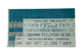 METALLICA Ticket Stub Ticketmaster September 12, 1998 Cashman Field Las ... - $38.48
