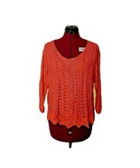 MOTH ANTHROPOLOGIE Sweater Burnt Orange Women Knit Hi Low Hem Size Medium - $24.75