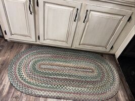 Oval Braided Farmhouse 25% Wool Rug Cottagecore 27x48 Reversible - $127.71
