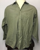 Tommy Hilfiger Men&#39;s Dress Shirt 100% Cotton Green Button Down 18/ 34-35 - $17.77