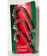 Vintage Christmas Candy Canes 3 Red/White Ruffled Santa&#39;s Best - £11.16 GBP