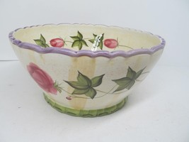 Noble Excellence &quot;Kimberly&quot; 9&quot;W X 4 3/8&quot; H Floral Scalloped Rim Serving Bowl GUC - £23.25 GBP