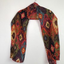 Satin Scarf Rectangle Orange Boho Batik Diamond Colorblock Rectangle 10&quot;... - £11.63 GBP