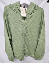 Women's Quilted Hooded Sweatshirt - Universal Thread Green M image 3