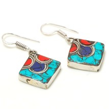 Lapis Lazuli Coral Turquoise Drop Dangle Jewelry Earrings Nepali 1.60&quot; SA 3333 - $7.79