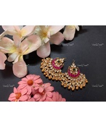 VeroniQ Trends-Traditional Kemp Stone Gold Plated Pachi Kundan Earrings - £59.39 GBP