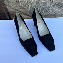 Vintage Black Satin Square Toe Block Heel 1920s Look KATHARINE HAMNETT L... - $100.98