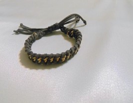 Department Store 7-9&quot; Gold Tone Faux Leather Slider Bracelet D312B - £8.24 GBP
