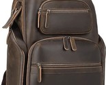 Full Grain Leather 16&quot; Laptop Backpack For Men Large Travel Rucksack Cam... - $326.99