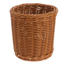 Round Rattan Waste Basket Woven Trash Can Paper Waste Basket Straw Wicker Sundri - £39.16 GBP