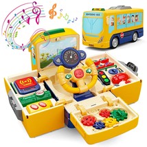 School Bus Toy With Sound And Light Simulation Steering Wheel Driving To... - £58.96 GBP