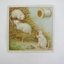 Victorian Trade Card J &amp; P Coats Spool Thread 3 White Mice Sewing Antique 1880s - £12.04 GBP