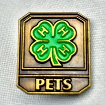 4H Club Pets Pin Clover Brass Enamel - $10.01