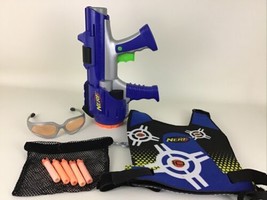 Nerf Hyperfire Dart Tag Blue Blaster Gun Vest Glasses Foam Darts 2005 Hasbro Toy - $36.58