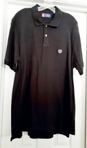 Chaps Men&#39;s Knit Polo Shirt Short Sleeves Logo 100% Cotton S/S Black Siz... - £13.27 GBP