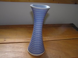 Estate Tall Made in Thailand Crackled &amp; Striped Blue Glaze Stoneware Can... - £8.27 GBP