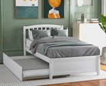 Merax Platform Bed with Trundle, Solid Wood Bedframe with Headboard, Foo... - $488.99