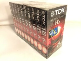 Vtg (10) Pack Tdk Hs Premium Quality Vhs 120 Min Blank Video Tapes - New Sealed - £29.58 GBP