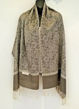 Brown with Tan Women Pashmina Paisley Shawl Scarf Cashmere Soft Stole - £15.13 GBP