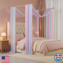 Akiky Rainbow Canopy Bed Curtains Scarf for Full/Queen Bed - 2 Panels - $53.35