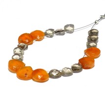 Carnelian Faceted Heart Smoky Quartz Beads Briolette Natural Loose Gemstone - $8.42