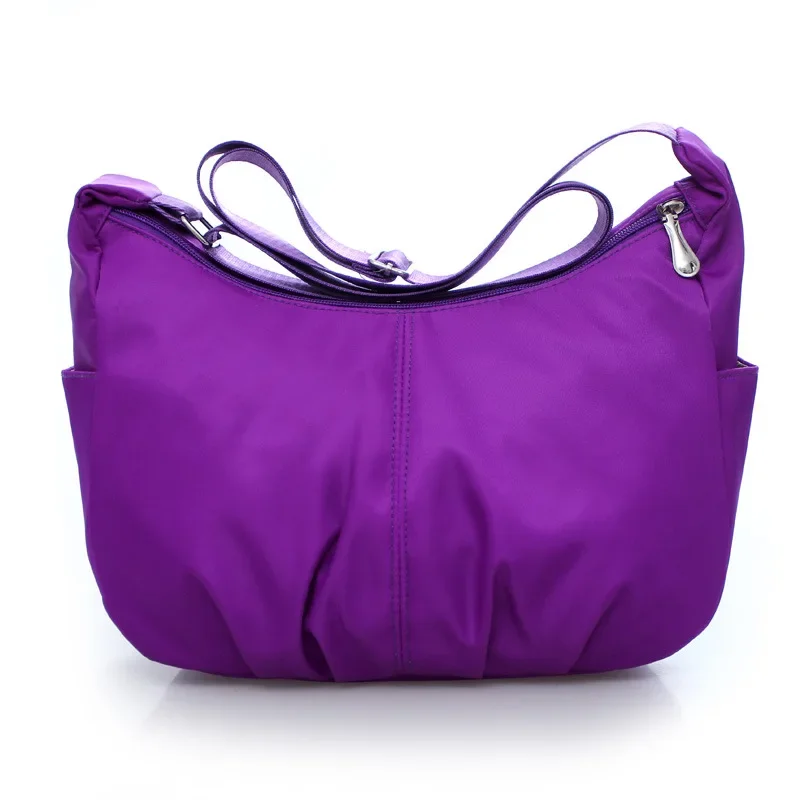 Women&#39;s vintage purple waterproof nylon oxford fabric travel tote should... - $26.63