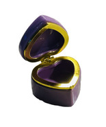 Heart Shaped Trinket Box Hinged Jewelry Gift Box Purple Ceramic Dish wit... - £9.16 GBP