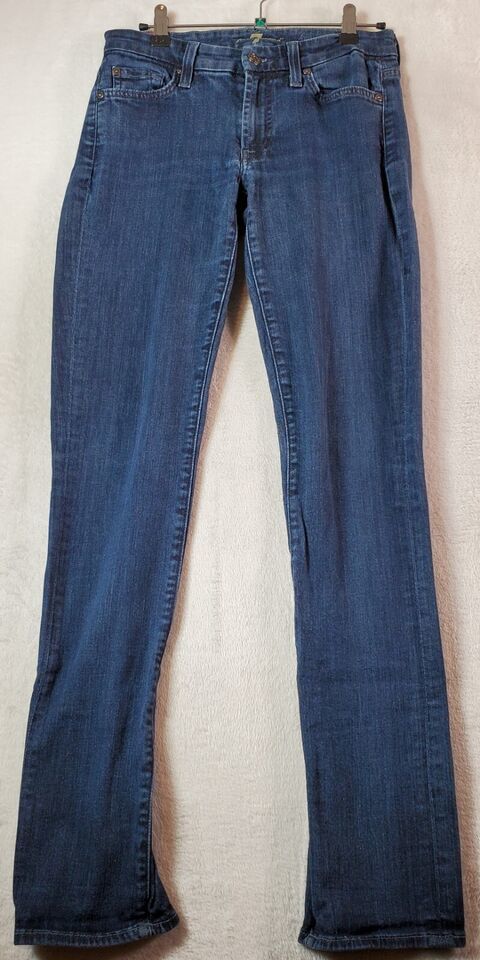 Primary image for 7 For All Mankind Jeans Womens Size 27 Blue Denim Cotton Pockets Flat Front Logo