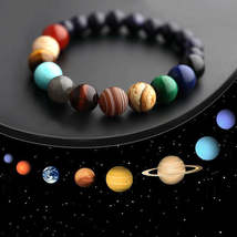 Eight Planets Beaded Bracelet, Handmade Men&#39;s Natural Stone Cosmic Yoga Chakra - £7.90 GBP