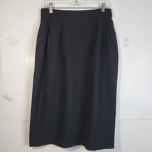Womens Vntg Black Evan Picone 100% Worsted Wool Skirt Size 14 Wst 15.5 USA Made - £16.05 GBP