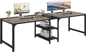 90.5 Inch Large Double Home Office Compuer Desk Two Person Study Table - $444.99
