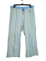 Life is Good XL Knit Pajama Pants Blue Green Stripes Drawstring Lounge P... - £19.65 GBP