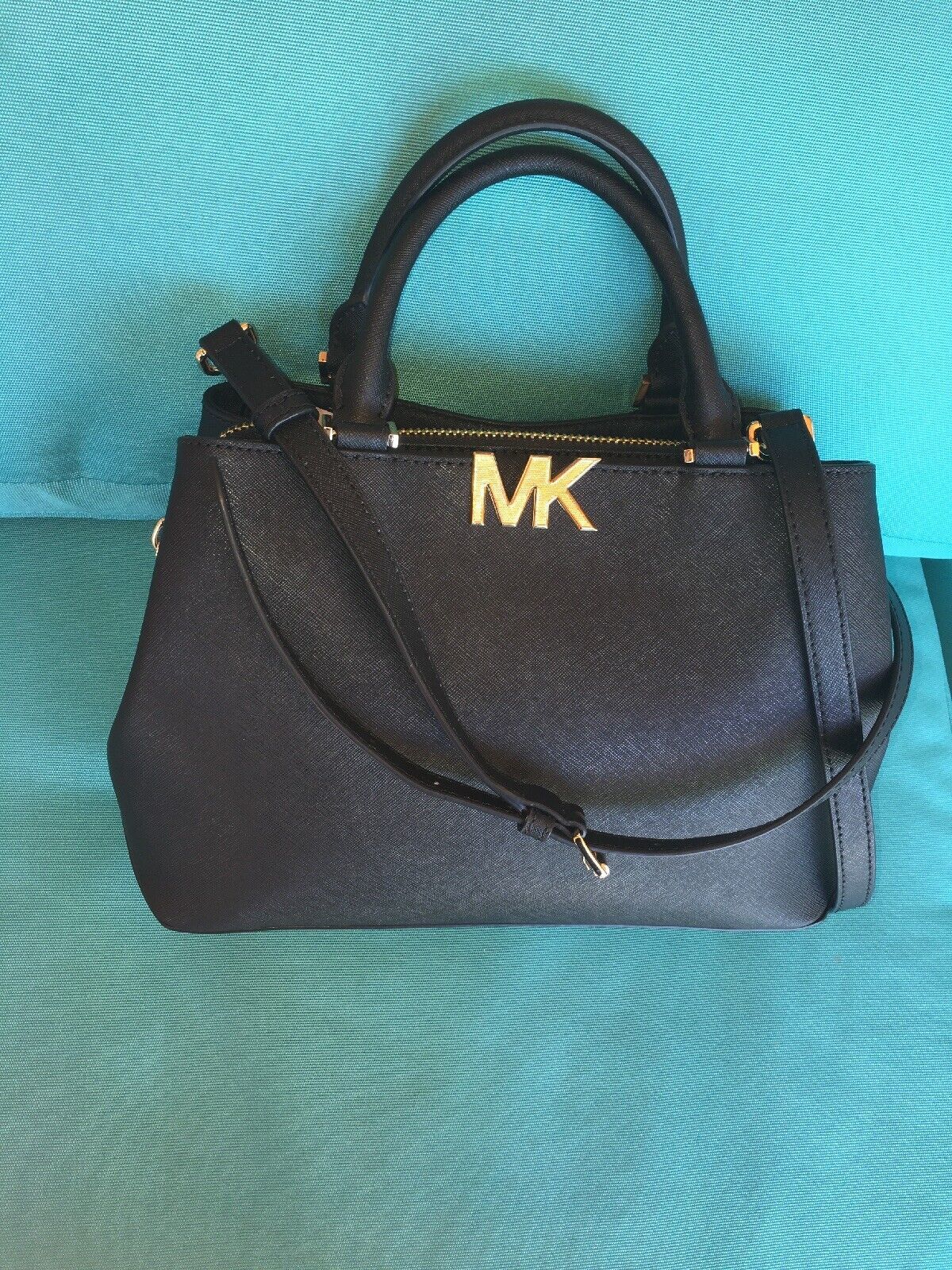 Michael Kors Florence Medium Satchel Black Saffiano Leather Bag New Authentic