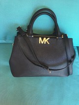 MICHAEL KORS Florence Medium Satchel black saffiano Leather BAG new Authentic - £246.86 GBP