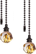 Hanging Amber Point Pendants Prism Pack Of 2 Crystal Ceiling Fan Pull Chains - £25.88 GBP