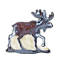 Woodland Collection Hand Painted Moose Dish Cabin Woods Lake - $20.79