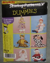 Simplicity Pattern 0624 Toddler Costumes Clown, Tiger, Dog, Bunny, Santa Uncut - £6.35 GBP