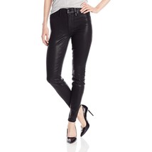 NWT Womens Size 6 or 28 28x30 Level 99 Black Eco-Leather Coated Skinny Jeans - £19.91 GBP