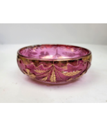 EAPG Delaware Cranberry Ruby Flash Glass Bowl Gold Gilt US Glass Co 4&quot; V... - £11.87 GBP