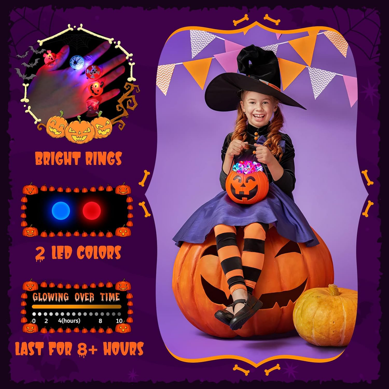 50 Pcs LED Flash Light up Rings - Halloween Toys for Kids, Party Favors & Goodie Item image 4
