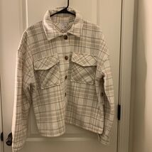 Time and Tru Women&#39;s Plaid Button-Up Shacket Shirt Crop Size L 12-14 Mul... - $784.21 MXN